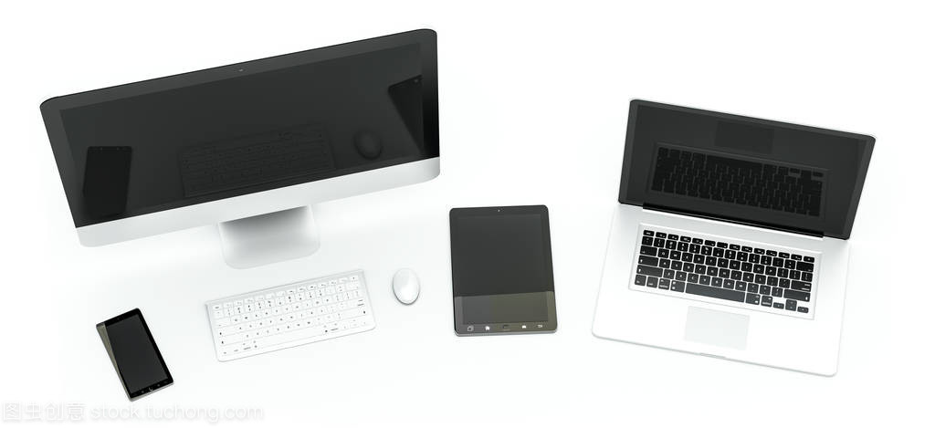 現代科技產品的3D渲染藝術 電腦筆記本、手機與平板電腦的視覺盛宴